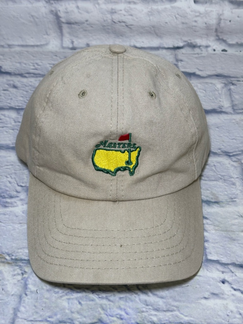 Vintage Masters Golf Hat Adjustable Tan Beige Baseball Cap American Needle Dad